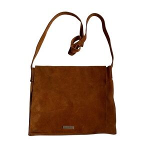 Pulicati Suede Leather Messenger Bag Handbag Purse Hippie Italy Brown